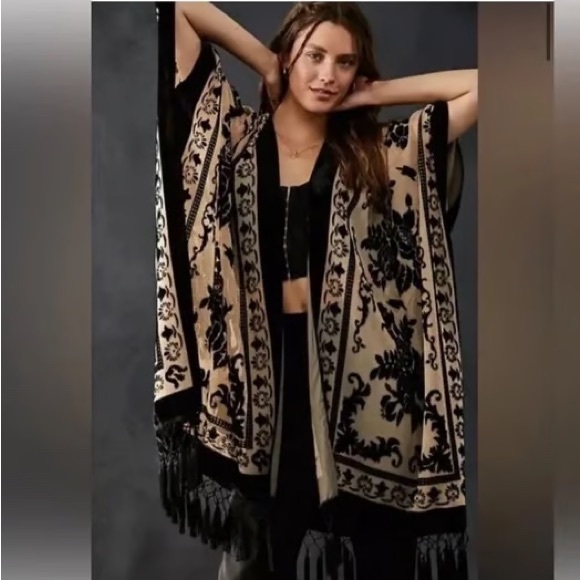 Free people Night Burntout Black Kimono - Picture 1 of 10